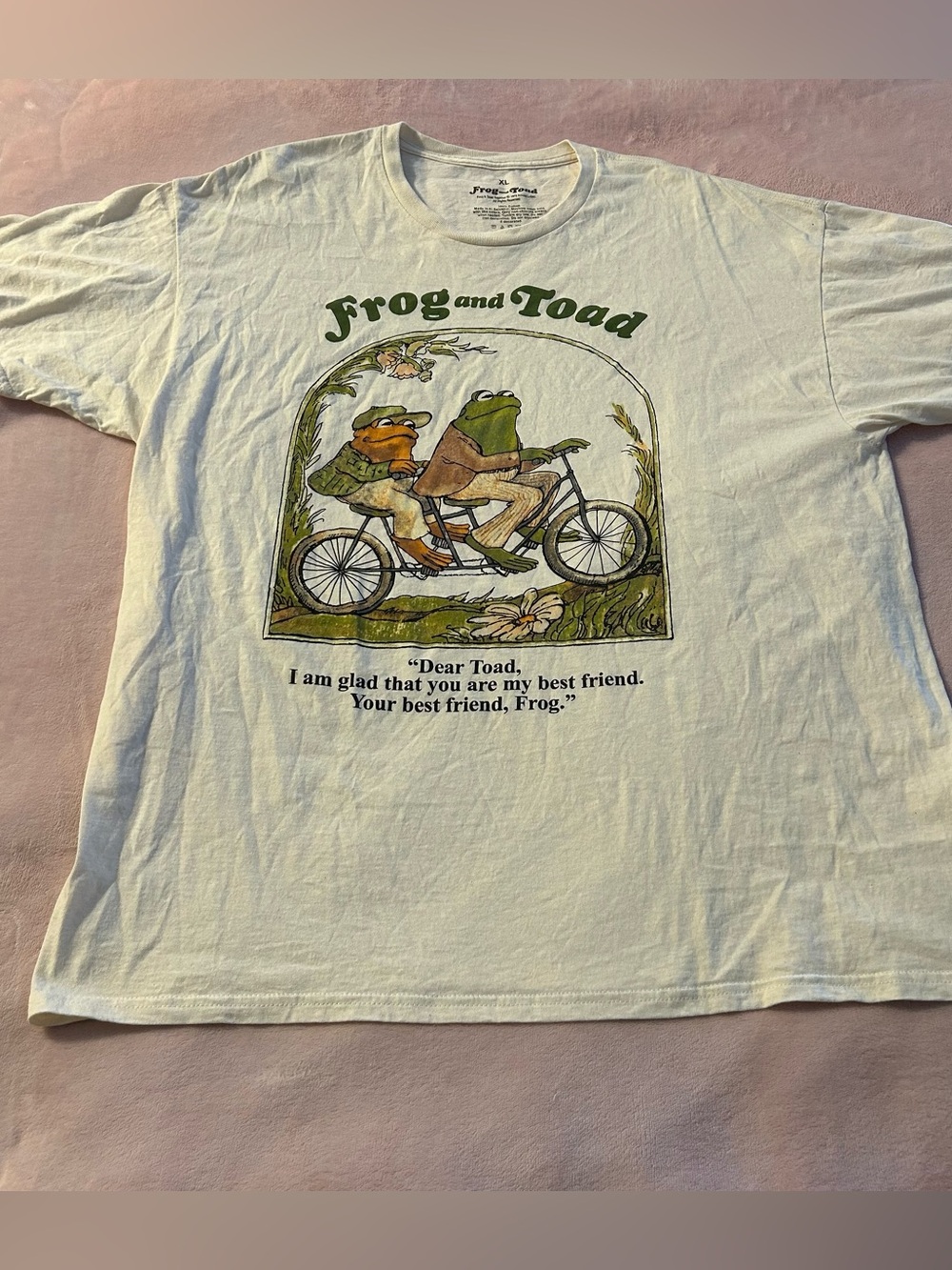 Frog and Toad off white short sleeve cotton t-shirt unisex size XL